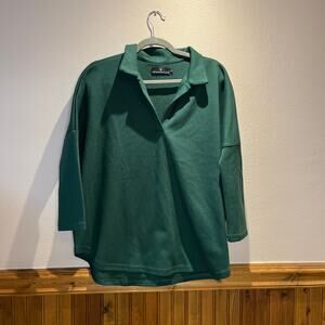 Pomander Place Tuckernuck Easy Polo Jaquar Green Sz XS/S Preppy Casual
